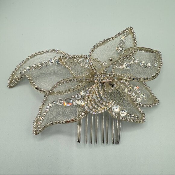 Wedding Floral Hair Comb - Veil Clip - Picture 2 of 16